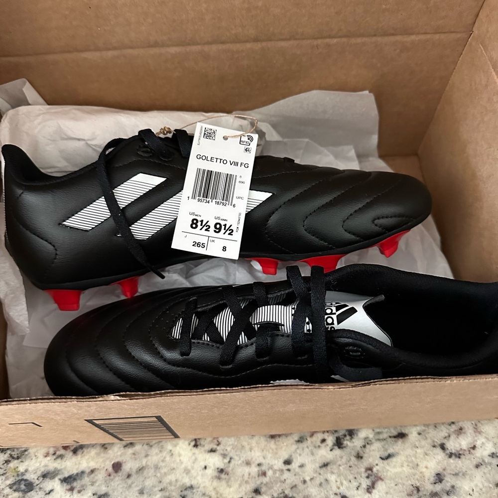 Adidas soccer cleats, new in box Goletto VIII FG size 8.5 men’s/9.5 women’s.